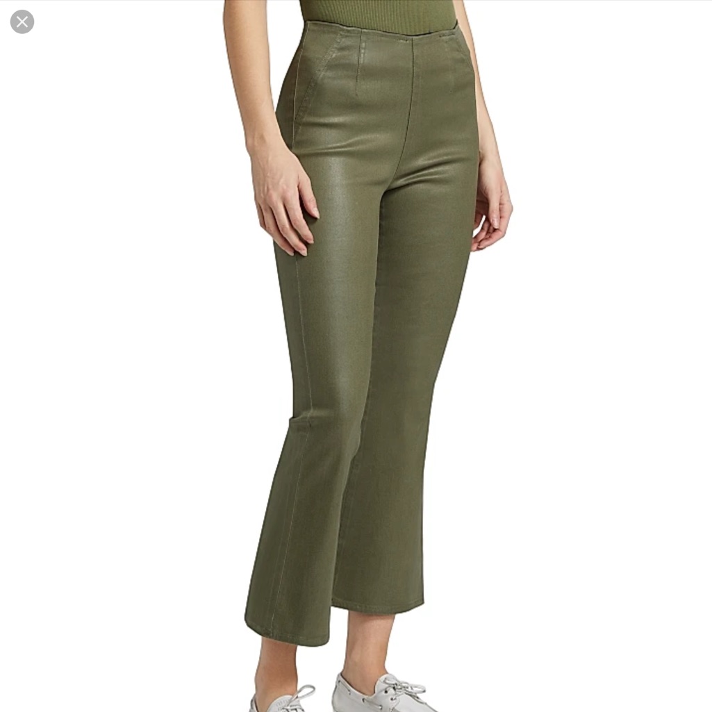 Veronica Beard Carson Off Duty Ankle Flare Coated High Rise Jean Size M Pullon